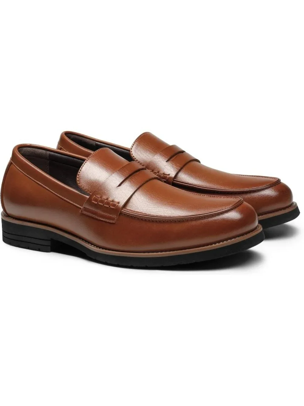 Men's Brown Penny Loafers Slip-On Business Office Wedding Formal Dress Shoes